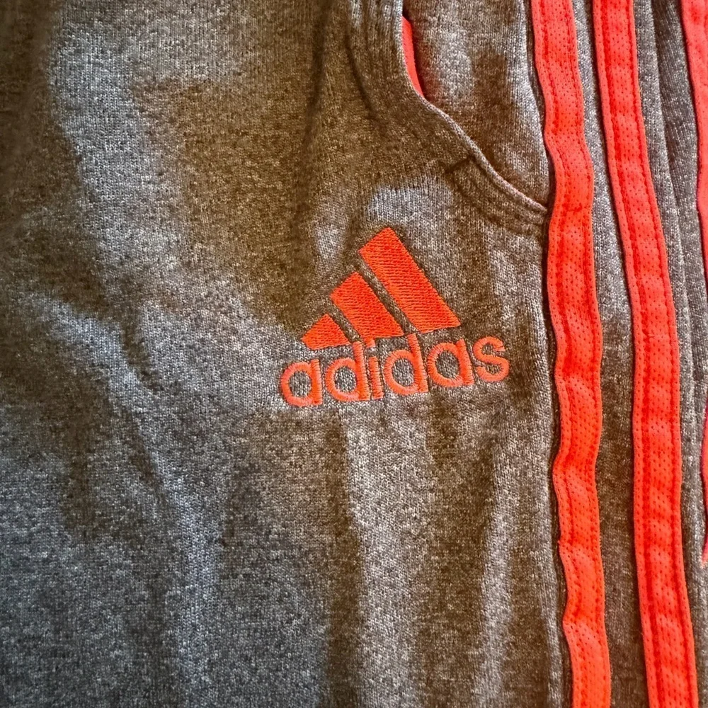 VTG Y2K Adidas Track Pants Grey Orange Stripe Size Large.